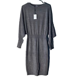 Reiss Mitzy Gray Long Sleeve Knit Batwing Dress Size M NWT